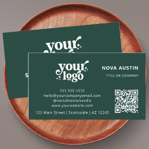 Cartão De Visita Código QR Logotipo comercial Profissional Verde mo