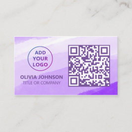 Cartão De Visita Código QR Logotipo comercial | Purple Watercolor M