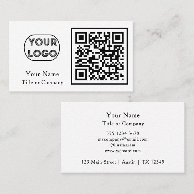 Cartão De Visita Código QR Logotipo comercial Simples Profissional (Frente/Verso)