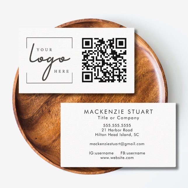 Cartão De Visita Código QR Logotipo comercial Simples Profissional  (Criador carregado)