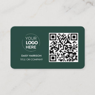 Cartão De Visita Código QR Logotipo comercial Verde Moderno Profi