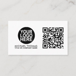 Cartão De Visita Código QR Logotipo comercial   White Modern Profes