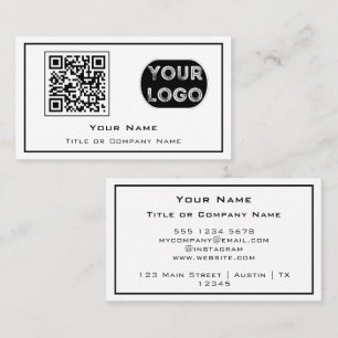Cartão De Visita Código QR Logotipo de negócios Minimizado branco