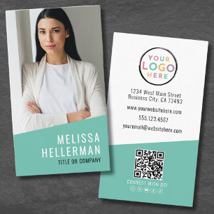 Cartão De Visita Código QR Logotipo Foto Moderno Profissional Verti