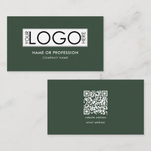 Cartão De Visita Código QR Logotipo Mínimo Verde Moderno Simples