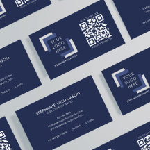 Código QR Logotipo personalizado Marinho moderno