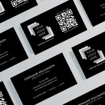 Código QR Logotipo personalizado preto moderno