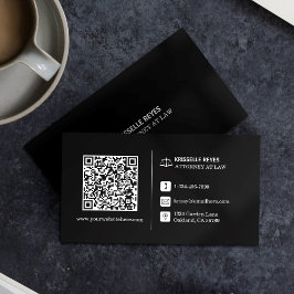 Cartão De Visita Código QR Logotipo preto moderno