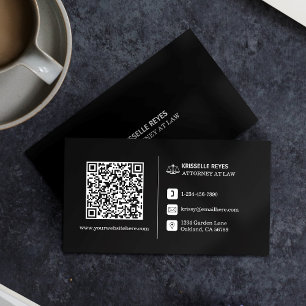 Cartão De Visita Código QR Logotipo preto moderno