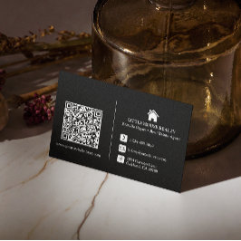 Cartão De Visita Código QR Logotipo preto moderno
