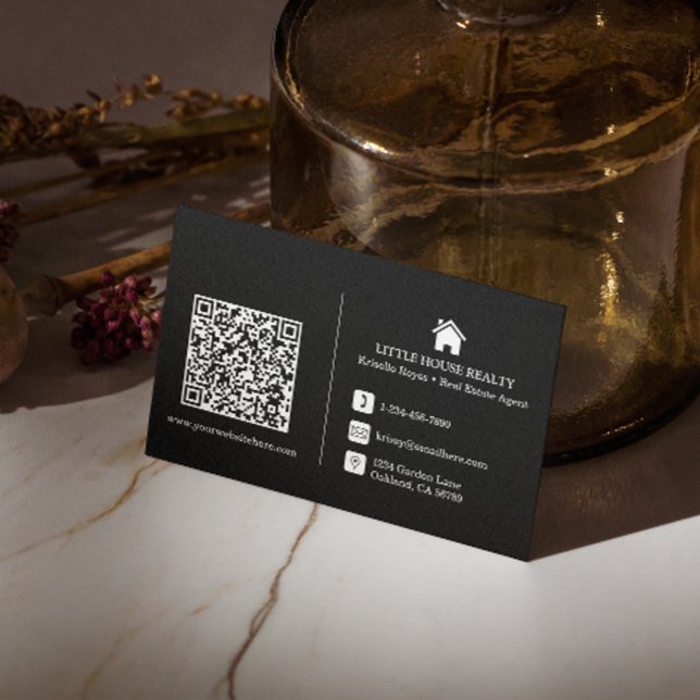 Cartão De Visita Código QR Logotipo preto moderno (Make an impact with these professional business cards, showcasing your brand and credibility.)