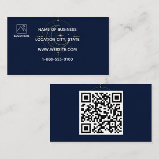 Cartão de Visita Código QR Lua Dourada Celestial M