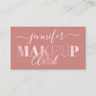 Cartão De Visita Código QR Maqueamento Artista Dourado Confetti Ros