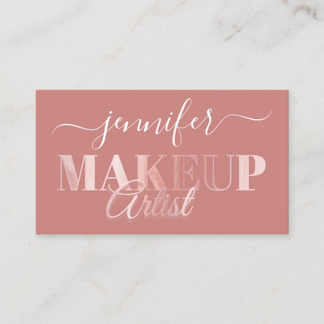 Cartão De Visita Código QR Maqueamento Artista Dourado Confetti Ros (Frente)