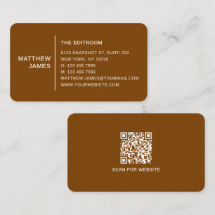 Cartão De Visita Código QR Marrom de Chocolate Quente Minimalista M