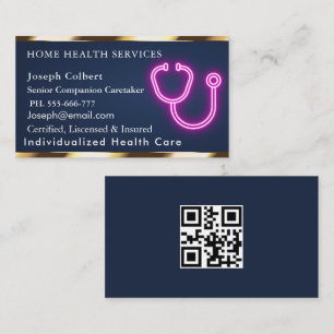 Cartão De Visita Código QR Médico de Cuidador Profissional de Saúde