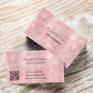 Cartão De Visita Código qr metálico cor-de-rosa