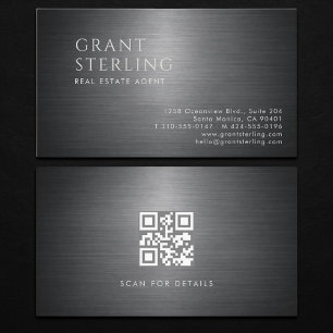 Cartão De Visita Código QR Metálico de Agente Imobiliário