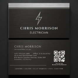 Cartão De Visita Código QR Metálico de Eletricista