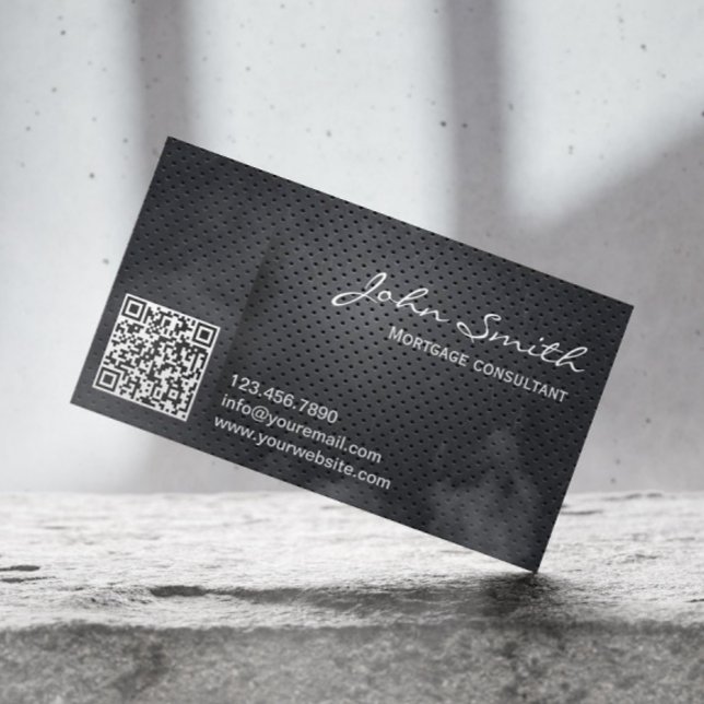 Cartão De Visita Código QR metálico do agente hipotecário (Criador carregado)