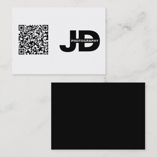 Cartão De Visita Código QR Minimal Moderno Limpo Simples (Frente/Verso)