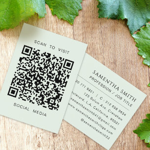 Cartão De Visita Código QR Minimal Profissional Verde Claro