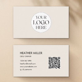 Cartão De Visita Código QR Minimalista com Logotipo de Empresa Pers