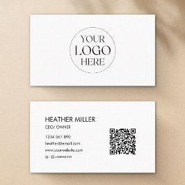 Cartão De Visita Código QR Minimalista com Logotipo de Empresa Pers