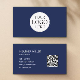 Cartão De Visita Código QR Minimalista com Logotipo de Empresa Pers