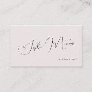 Cartão De Visita Código QR minimalista elegante nome script rosa