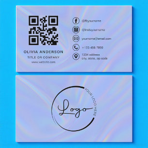 Cartão De Visita Código QR Minimalista Holográfico