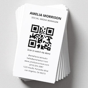 Cartão De Visita Código QR Minimalista Profissional Moderno