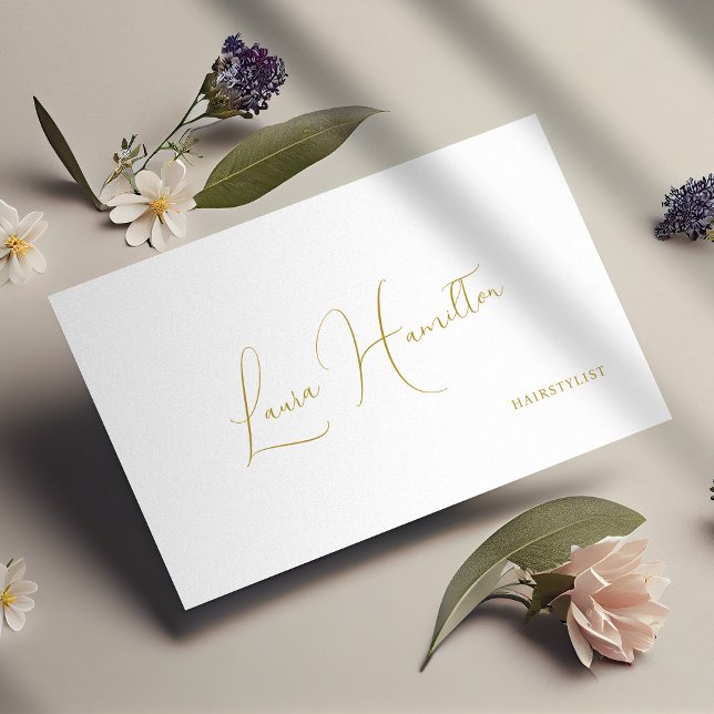 Cartão De Visita Código QR mínimo com nome elegante com script gold (Criador carregado)