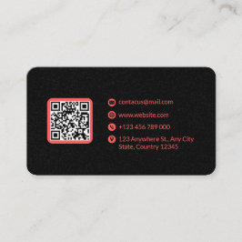 Cartão De Visita Código QR Mínimo de cinza e Rosa