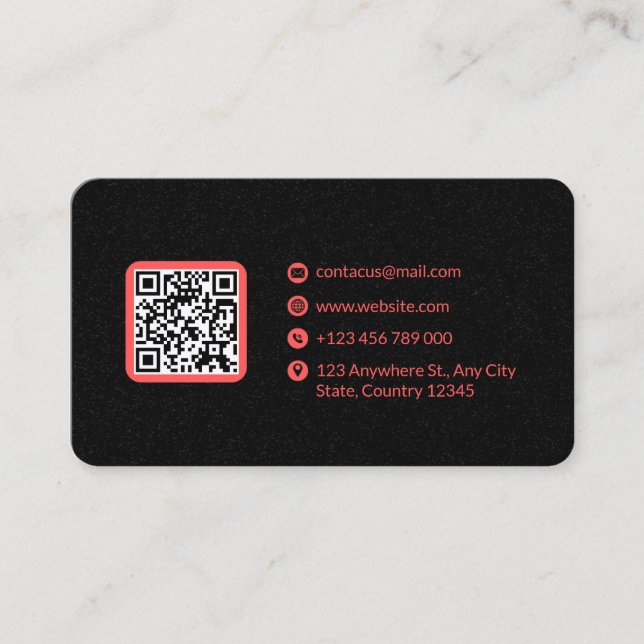 Cartão De Visita Código QR Mínimo de cinza e Rosa (Frente)