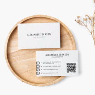 Cartão De Visita Código QR mínimo preto e branco