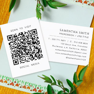Cartão De Visita Código QR Mínimo Profissional Simples