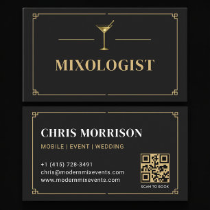 Cartão De Visita Código QR Mixólogo Profissional