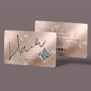 Cartão De Visita Código QR Moderno Chic Rosa Cabelo