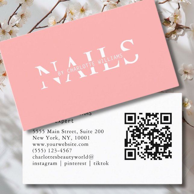 Cartão De Visita Código QR moderno, cor-de-rosa (Modern, Pink, QR Code Business Card
Modern, Pink, QR Code Business Card. Perfect for Beauty, Nails, )