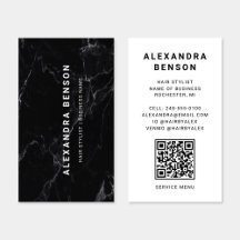 Código QR Moderno de Mármore Preto e Branco