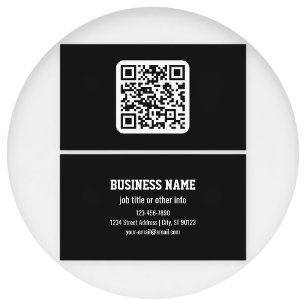 Cartão De Visita Código QR moderno editável Preto Branco ou qualq