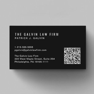 Cartão De Visita Código QR Moderno Empresa Empregada Preto