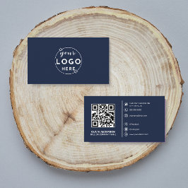 Cartão De Visita Código QR moderno Logotipo personalizado Marinho M