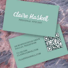 Cartão De Visita Código QR moderno minimalista de verão de script d