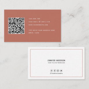 Cartão De Visita Código QR Moderno Minimalista Elegante Limpo Simp