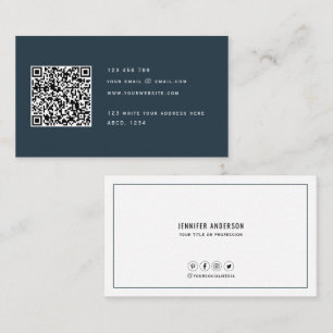 Cartão De Visita Código QR Moderno Minimalista Elegante Limpo Simp