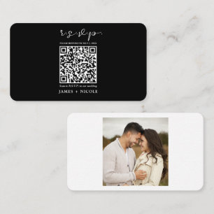 Cartão De Visita Código QR moderno para resposta de casamento R.S.V