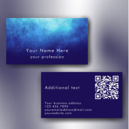 Cartão De Visita Código QR Moderno Personalizado Blue Nebula Texto 