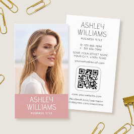 Cartão De Visita Código QR Moderno Personalizado com Foto Colorida 